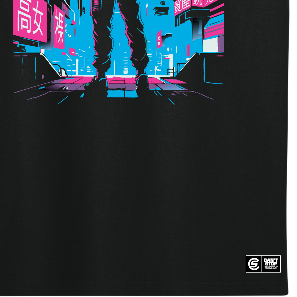 Cyberpunk Cityscape Short Sleeve Tee - Image 3